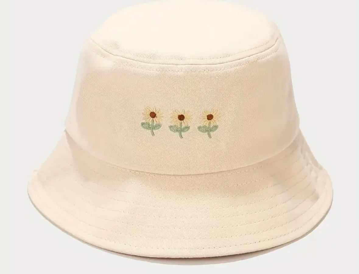 Sunflower Embroidered Bucket Hat