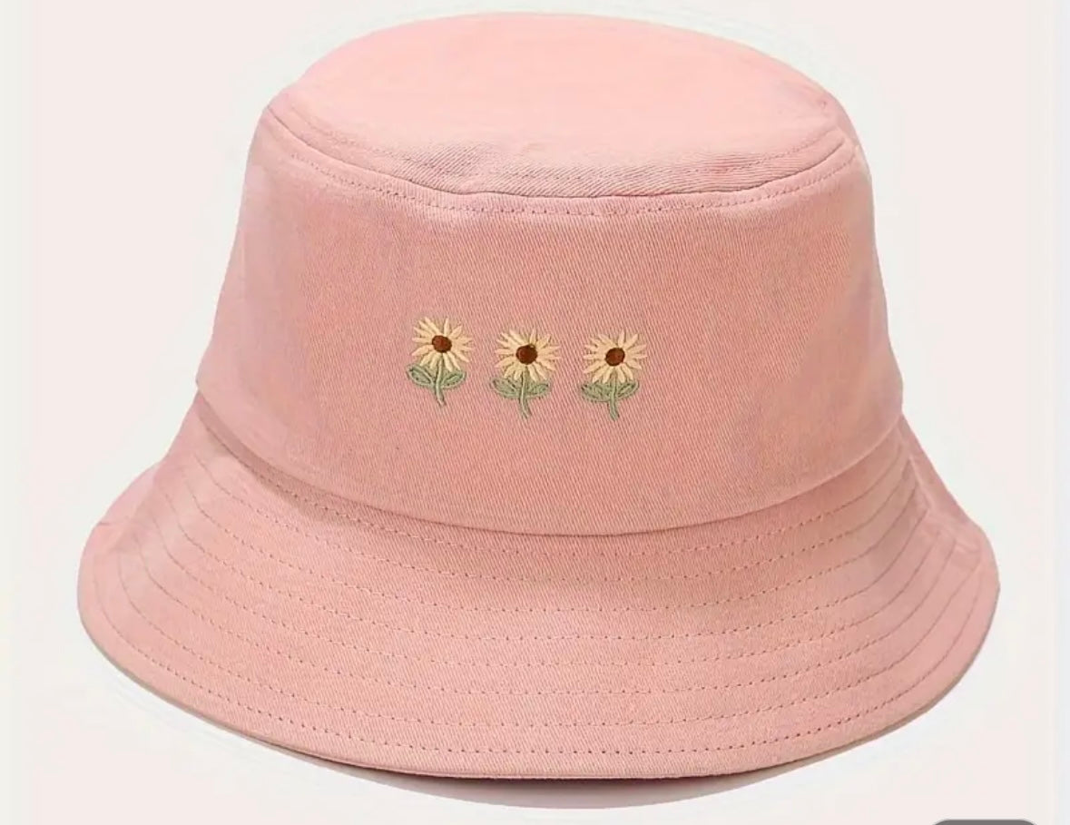 Sunflower Embroidered Bucket Hat