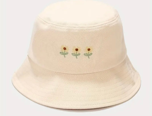 Sunflower Embroidered Bucket Hat